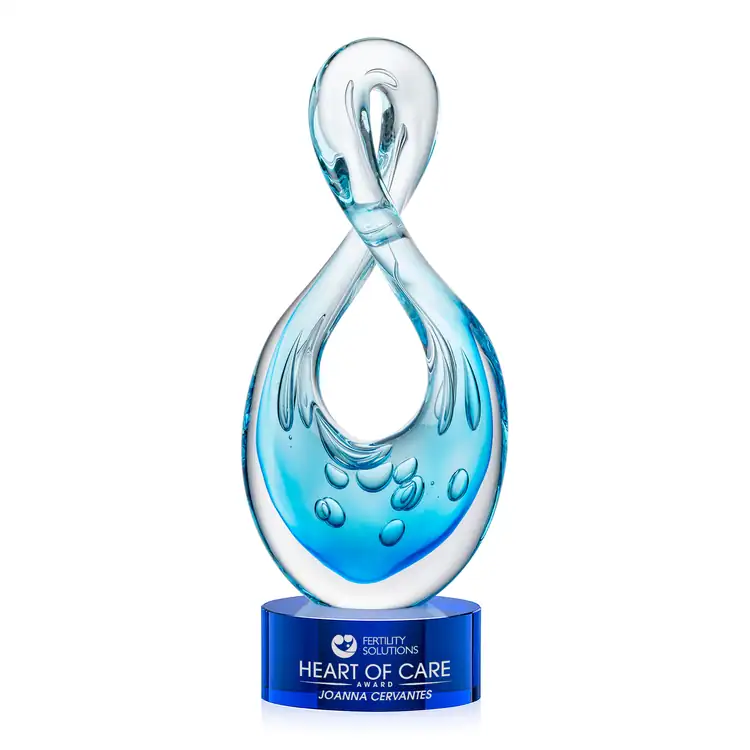 Utopia Art Glass Award on Marvel Base - Black or Blue - Laser Engraving #3