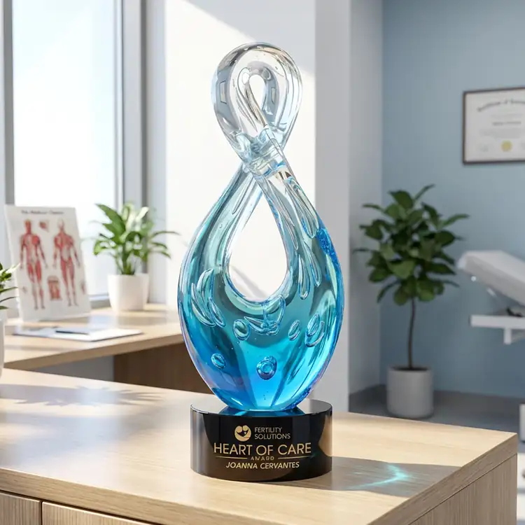 Utopia Art Glass Award on Marvel Base - Black or Blue - Laser Engraving #4