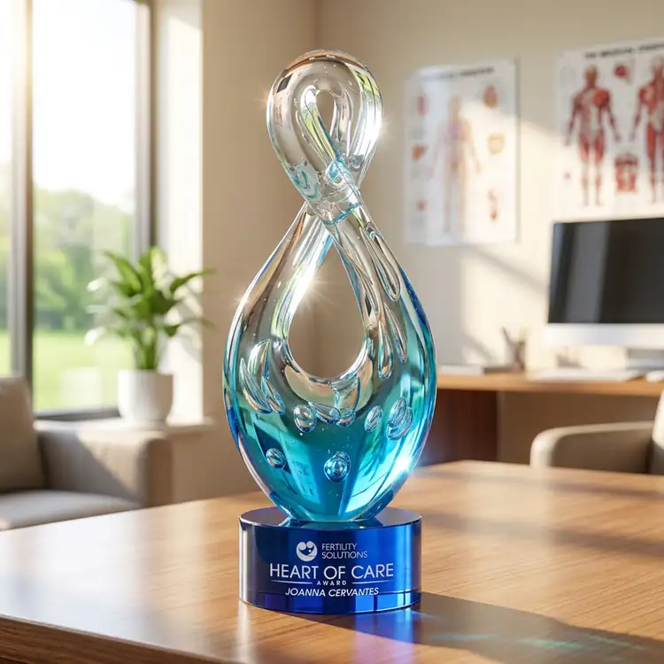 Utopia Art Glass Award on Marvel Base - Black or Blue - Laser Engraving #5
