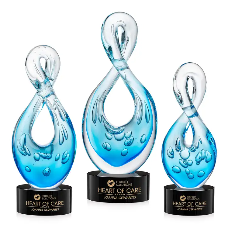 Utopia Art Glass Award on Marvel Base - Black or Blue - Laser Engraving