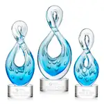 Trophée Utopia en verre d’art sur socle Marvel transparent - Gravure