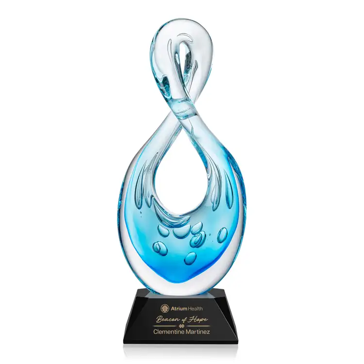 Utopia Art Glass Award on Sheffield Base - Black or Blue - Laser Engraving #2