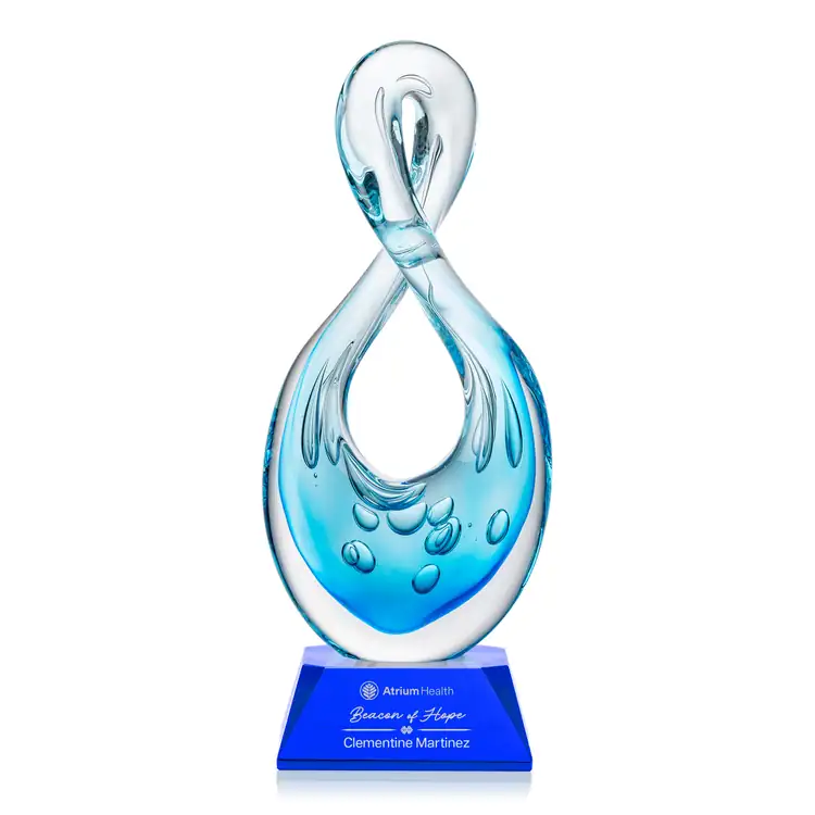 Utopia Art Glass Award on Sheffield Base - Black or Blue - Laser Engraving #3