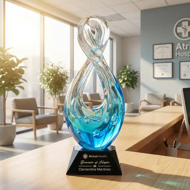 Utopia Art Glass Award on Sheffield Base - Black or Blue - Laser Engraving #4