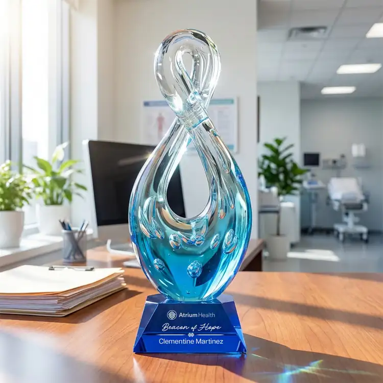 Utopia Art Glass Award on Sheffield Base - Black or Blue - Laser Engraving #5