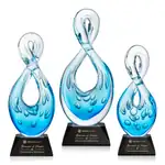 Trophée Utopia en verre d’art sur socle Sheffield noir ou bleu - Gravure