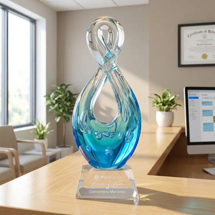 Utopia Art Glass Award on Sheffield Base - Clear - Deep Etch #3