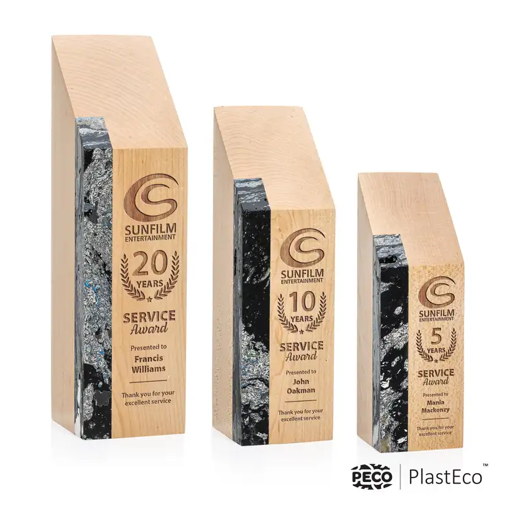 Verde PlastEco Wood and Charcoal Recycled Plastic Award - Laser Engraved