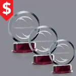 Trophée Vernet en verre jade sur socle fini bois de rose