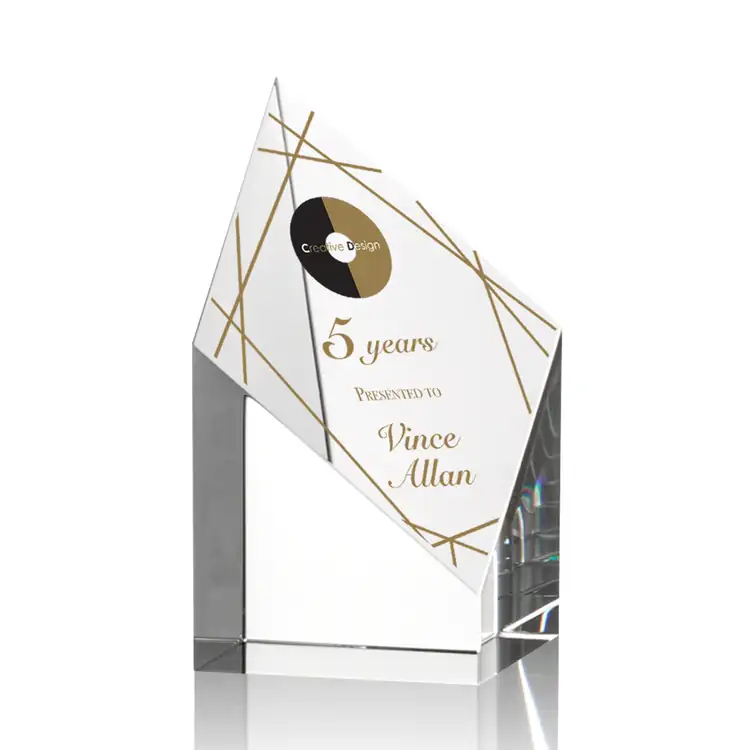 Vertex Optical Crystal Award with Diamond-Shaped Face - Multicolor #2