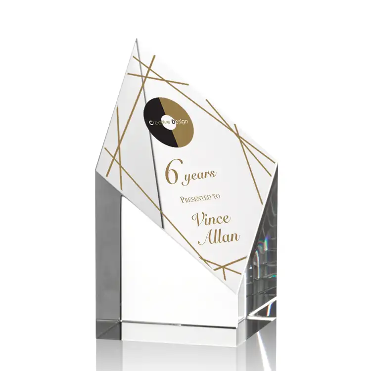 Vertex Optical Crystal Award with Diamond-Shaped Face - Multicolor #3