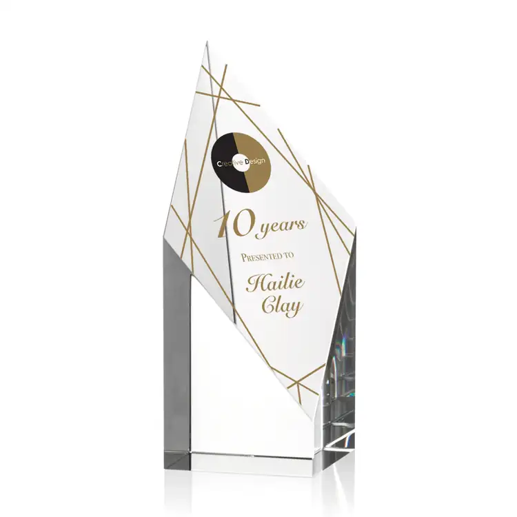 Vertex Optical Crystal Award with Diamond-Shaped Face - Multicolor #4