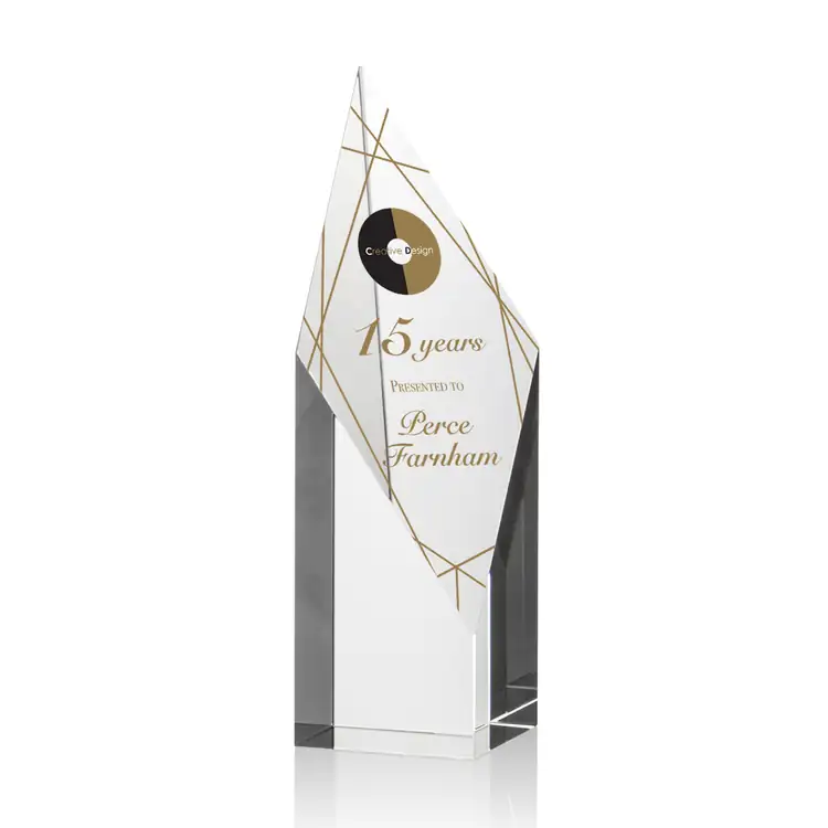 Vertex Optical Crystal Award with Diamond-Shaped Face - Multicolor #6
