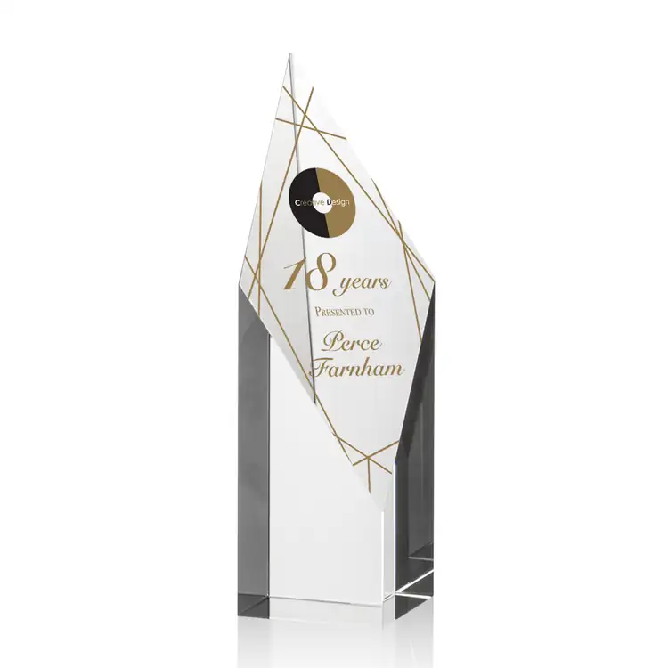 Vertex Optical Crystal Award with Diamond-Shaped Face - Multicolor #7