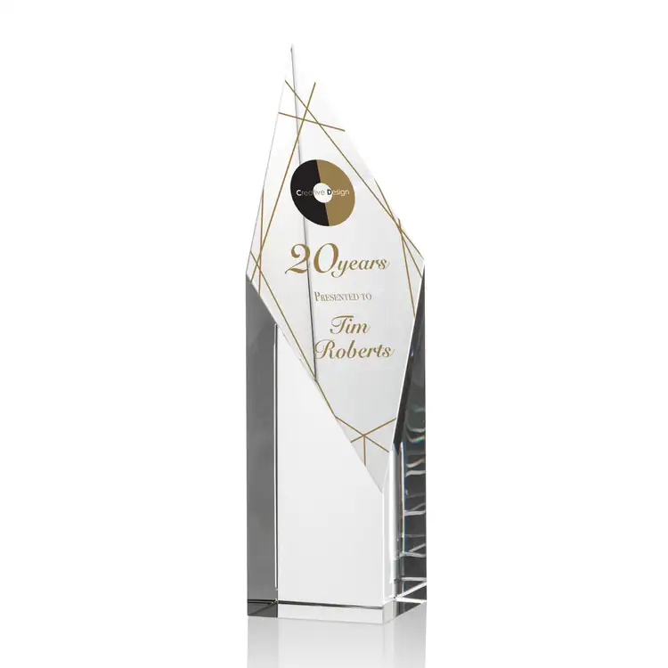 Vertex Optical Crystal Award with Diamond-Shaped Face - Multicolor #8