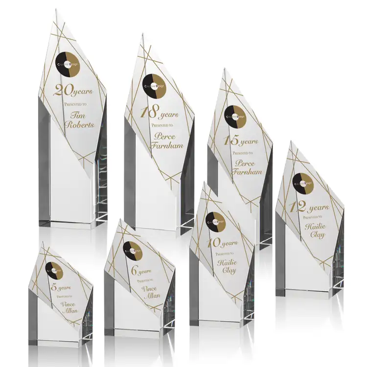 Vertex Optical Crystal Award with Diamond-Shaped Face - Multicolor