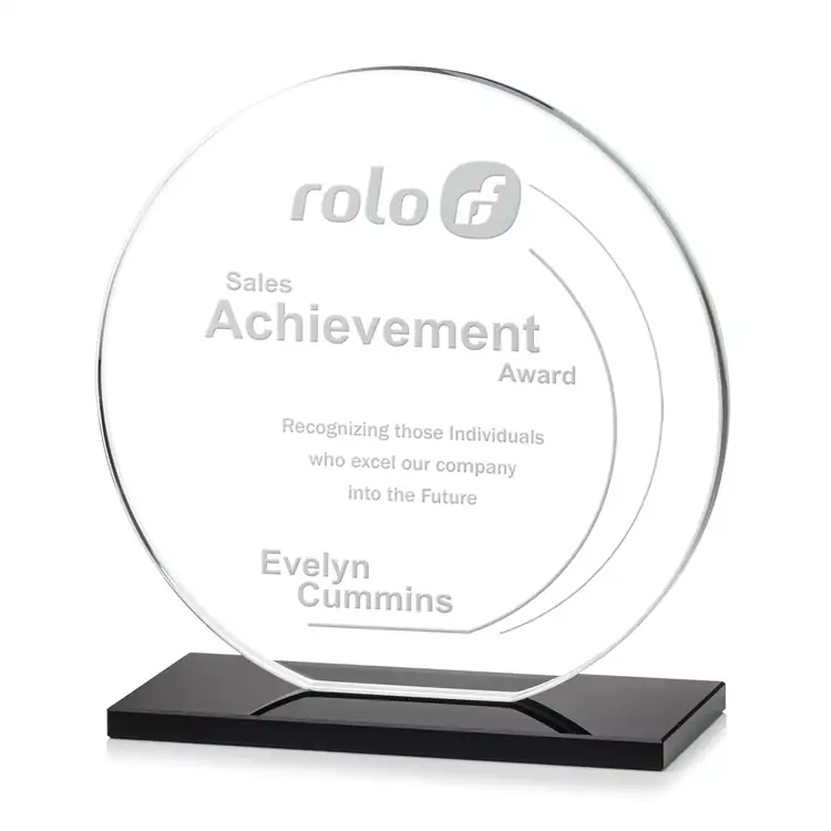 Victoria Starfire Crystal Award - Disc - Deep Etch #5