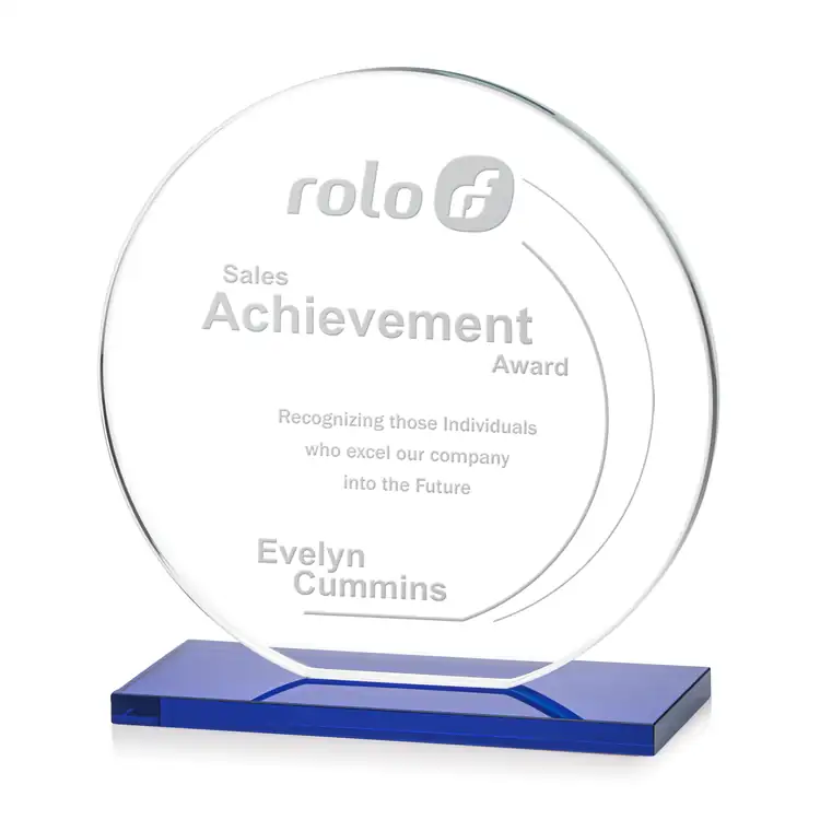 Victoria Starfire Crystal Award - Disc - Deep Etch #6