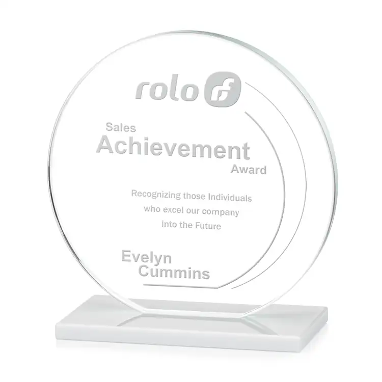 Victoria Starfire Crystal Award - Disc - Deep Etch #8