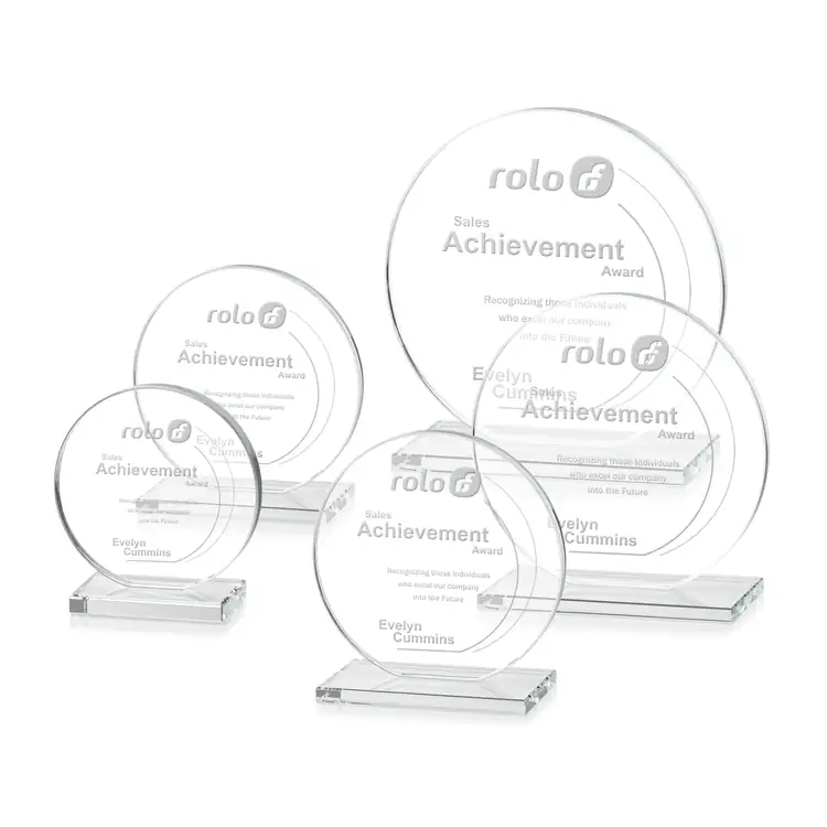 Victoria Starfire Crystal Award - Disc - Deep Etch