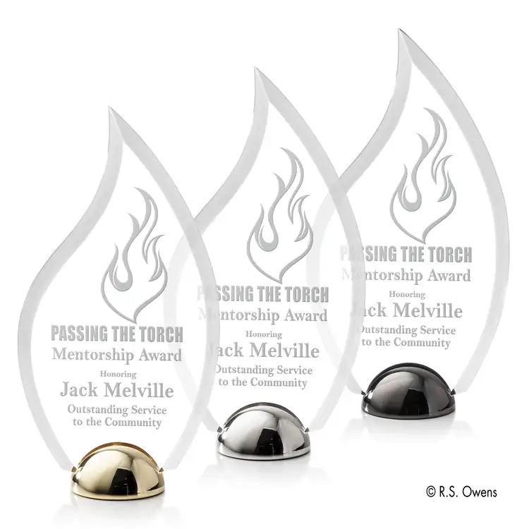 R.S. Owens Vulcan Hemisphere Acrylic Award - Laser Engraved