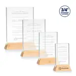 Trophée Walkerton en cristal Starfire sur socle bambou - Vertical - Gravure