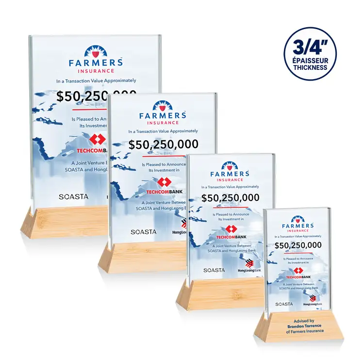 Walkerton Starfire Crystal Award on Bamboo Base - Vertical - Multicolor