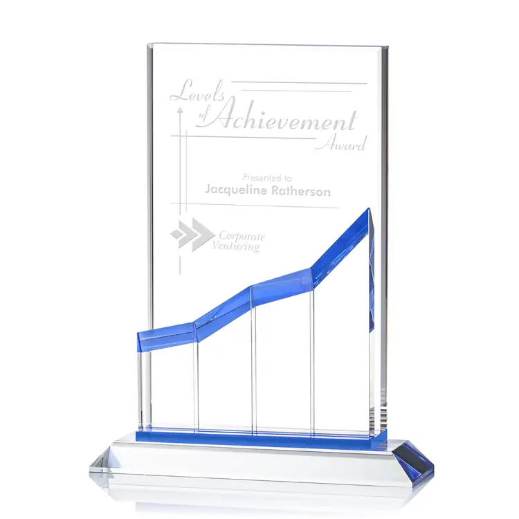 Watkins Optical Crystal Award with Blue Rising Motif