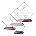 Trophée Wellington en cristal Starfire sur socle Albion au fini bois de rose - Gravure
