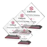 Trophée Wellington en cristal Starfire sur socle Albion au fini bois de rose - Multicolore