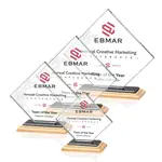 Trophée Wellington en cristal Starfire sur socle en bambou - Multicolore
