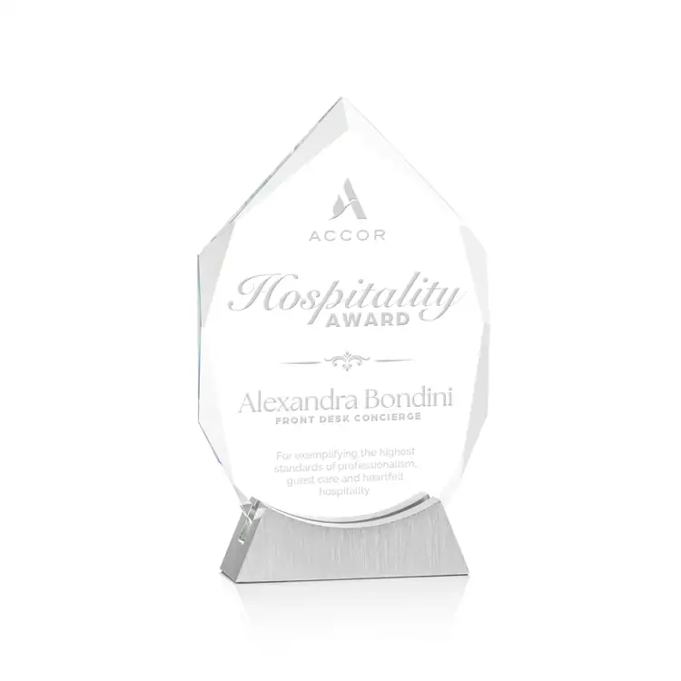 Westmore Starfire Crystal Award on Aluminum Base - Deep Etch #2