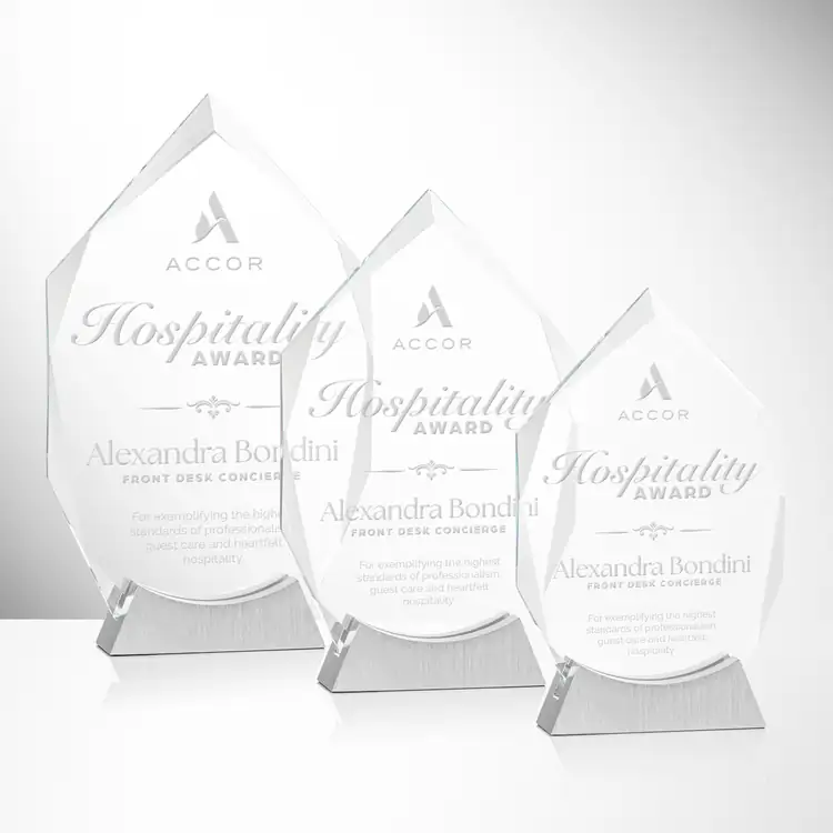 Westmore Starfire Crystal Award on Aluminum Base - Deep Etch