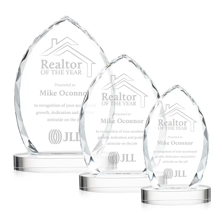 Wilton Optical Crystal Award on Alberton Base - Deep Etch
