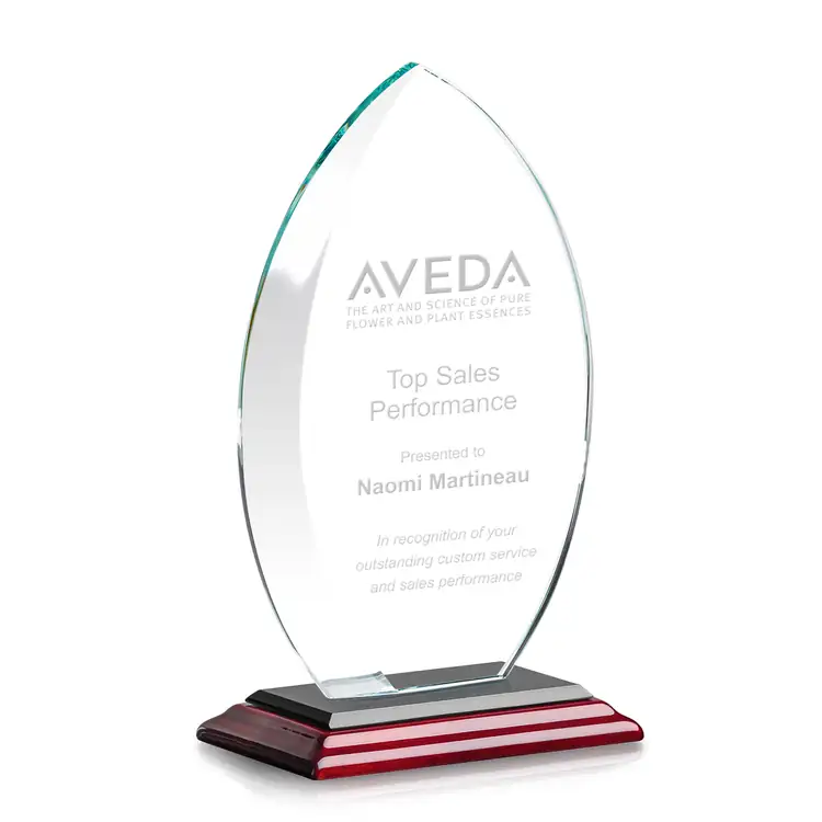 Windermere Starfire Crystal Award on Rosewood Base - Deep Etch #3