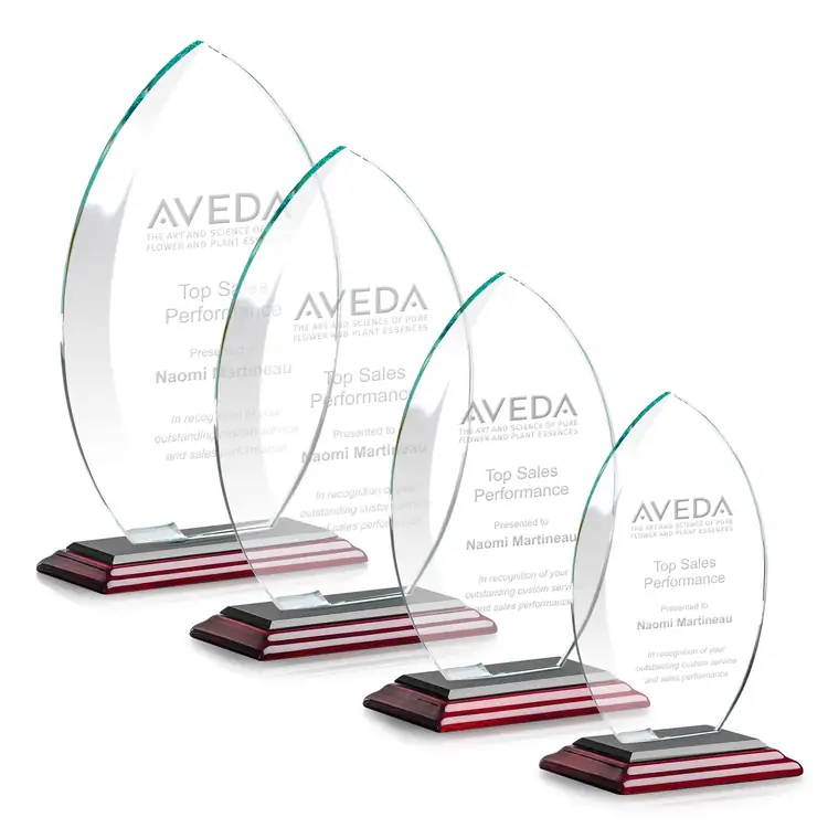 Windermere Starfire Crystal Award on Rosewood Base - Deep Etch