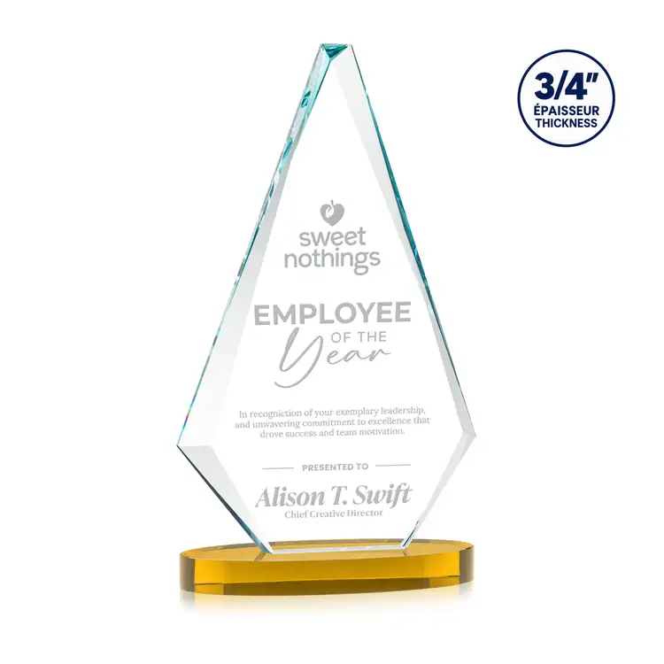 Windsor Starfire Crystal Award on Alberton Base - Deep Etch #3