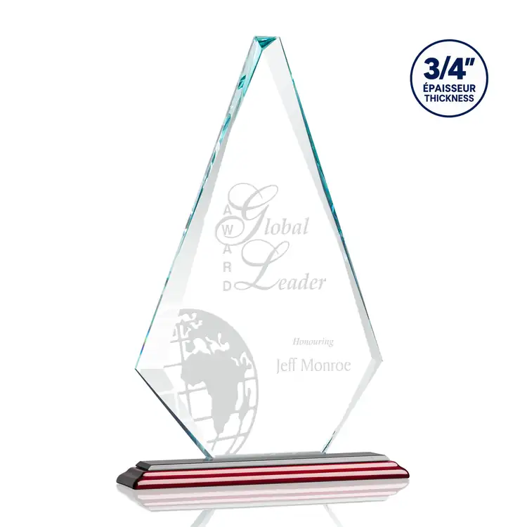Windsor Starfire Crystal Award on Albion Rosewood Finish Base - Deep Etch #2