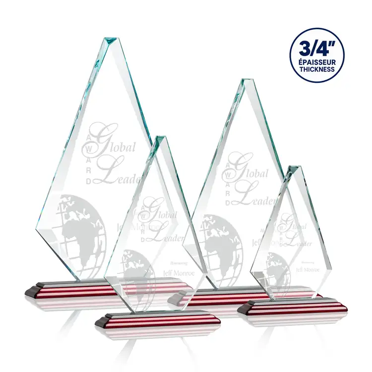 Windsor Starfire Crystal Award on Albion Rosewood Finish Base - Deep Etch