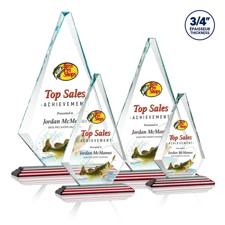 Windsor Starfire Crystal Award on Albion Rosewood Finish Base - Multicolor