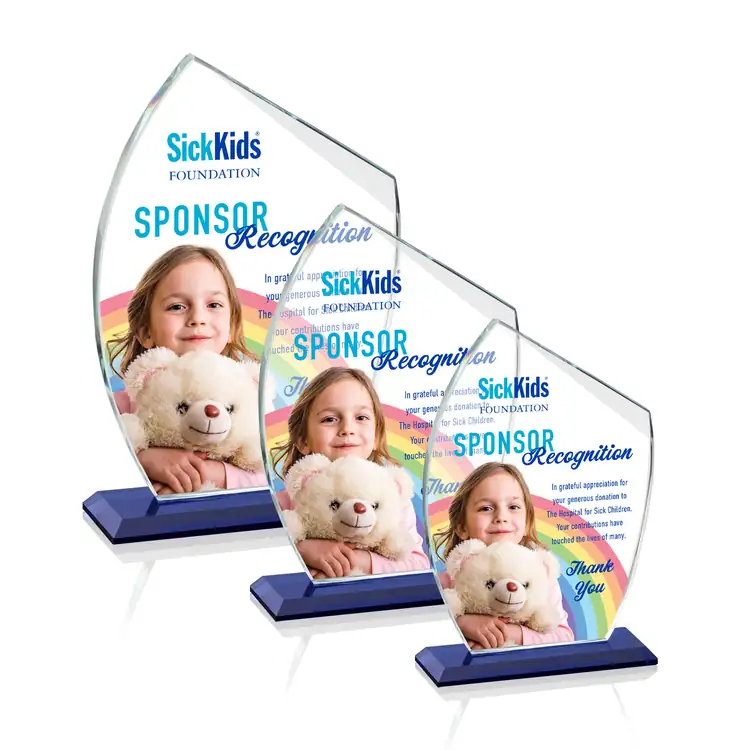Winston Crystal Award on Sapphire Blue Base - Multicolor