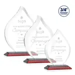Trophée Worthington en cristal Starfire - Flamme sur socle Albion au fini bois de rose - Gravure