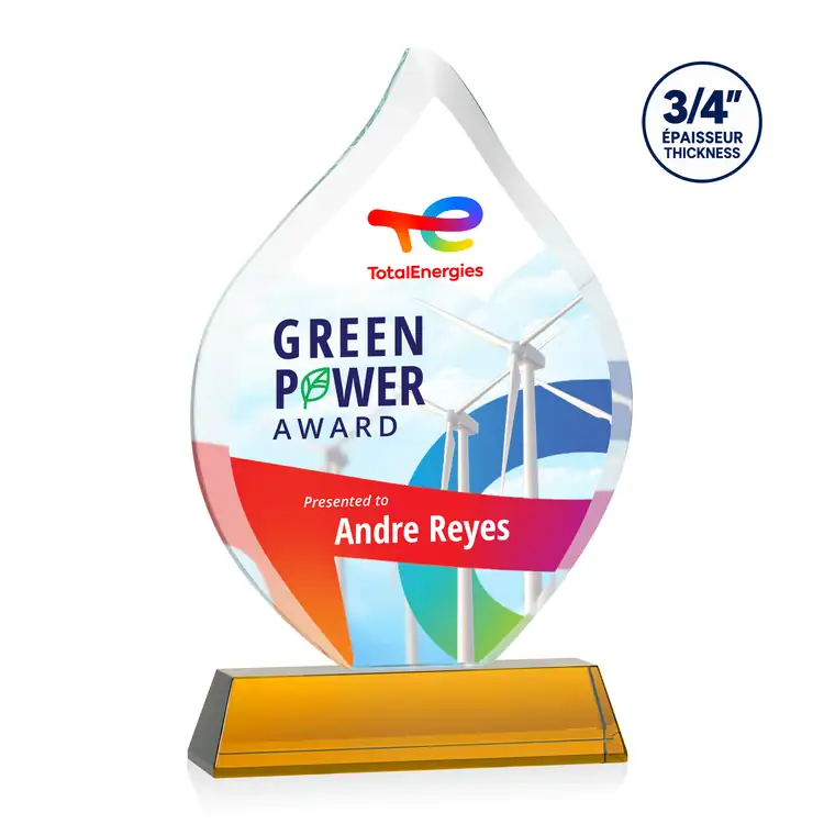 Trophée Worthington en cristal Starfire - Flamme sur socle Newhaven - Multicolore #2