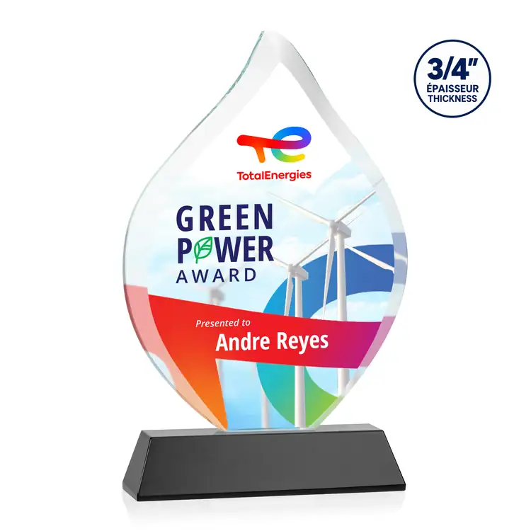 Trophée Worthington en cristal Starfire - Flamme sur socle Newhaven - Multicolore #4