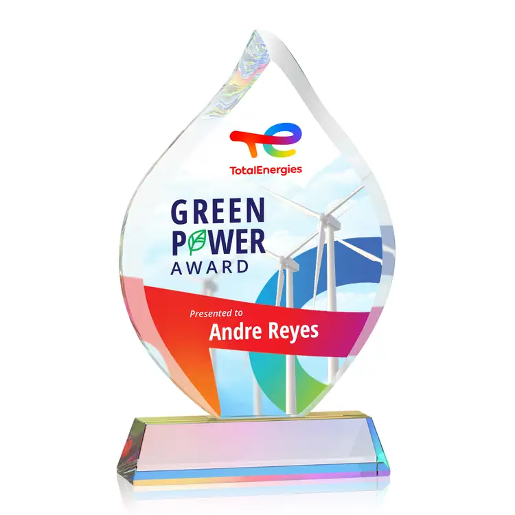 Trophée Worthington en cristal Starfire - Flamme sur socle Newhaven - Multicolore #6