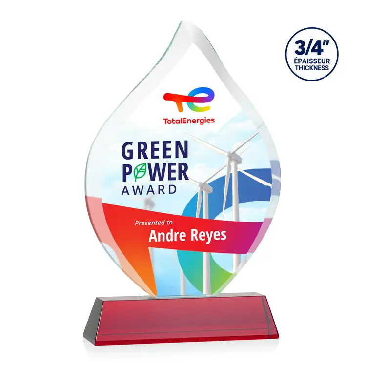 Trophée Worthington en cristal Starfire - Flamme sur socle Newhaven - Multicolore #7