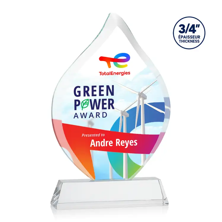 Trophée Worthington en cristal Starfire - Flamme sur socle Newhaven - Multicolore #9