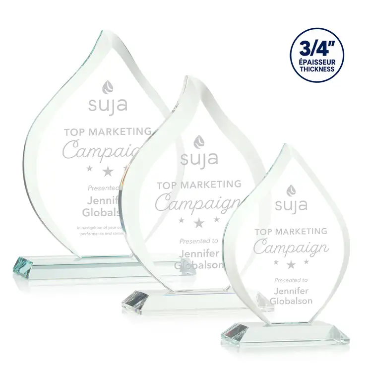 Worthington Jade Glass Award - Flame - Deep Etch
