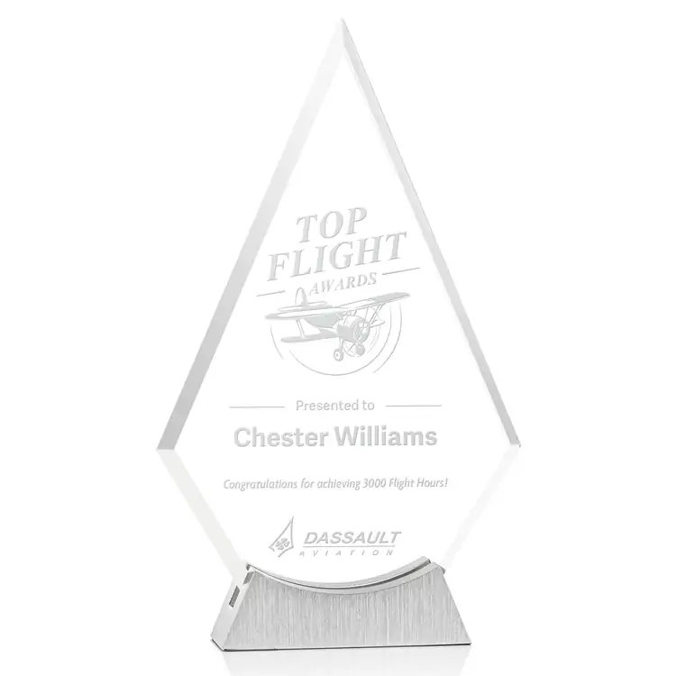Trophée Wroxton en cristal Starfire sur socle en aluminium - Gravure #2