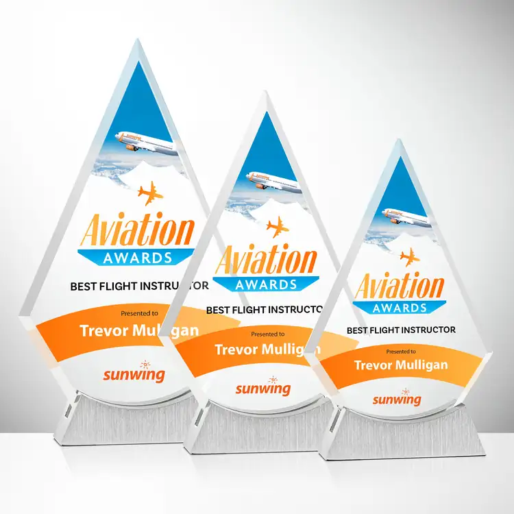 Wroxton Starfire Crystal Award on Aluminum Base - Multicolor